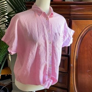 NWOT pink  Madewell button up shirt with tie waist